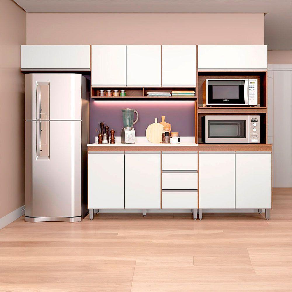 Miniatura Cozinha Compacta Para Kitnet Torre Quente 5pçs Menu Móveis Branco Avelã