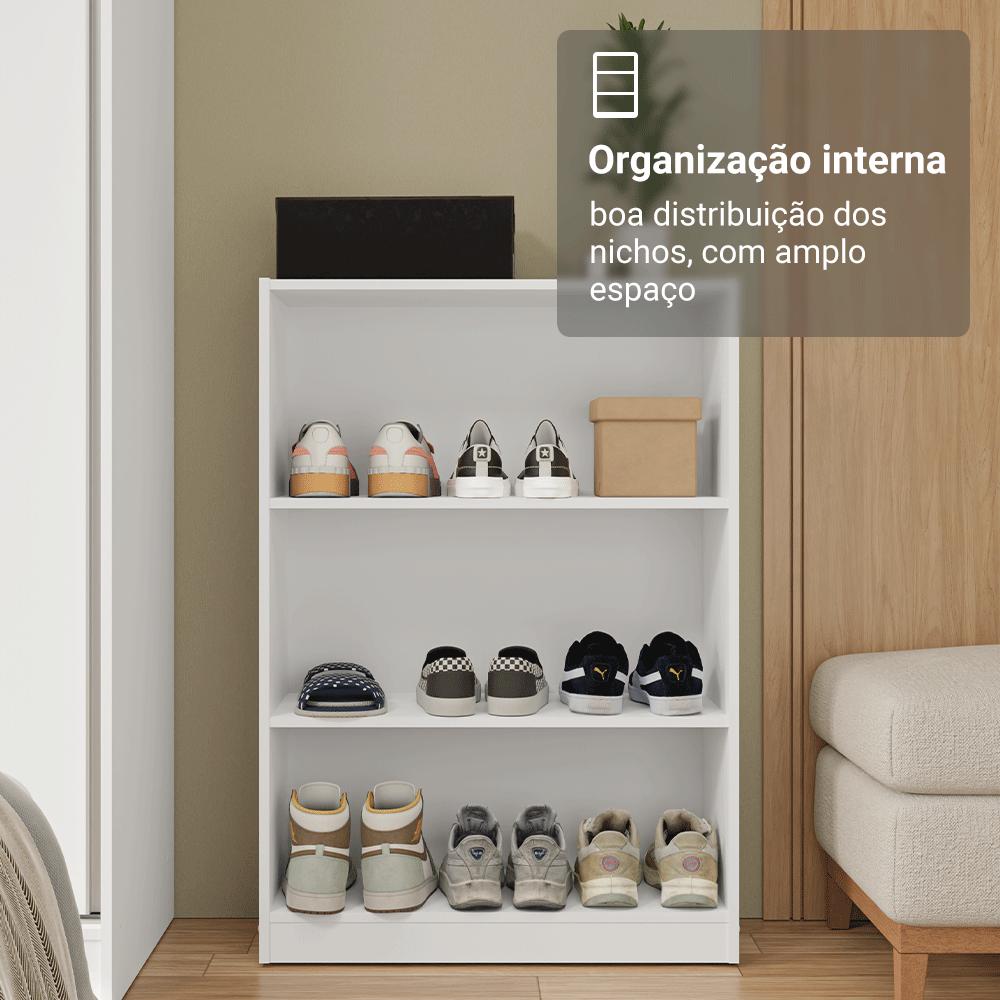 Estante Sapateira 3 Prateleiras Sem Portas Branco Madesa Branco
