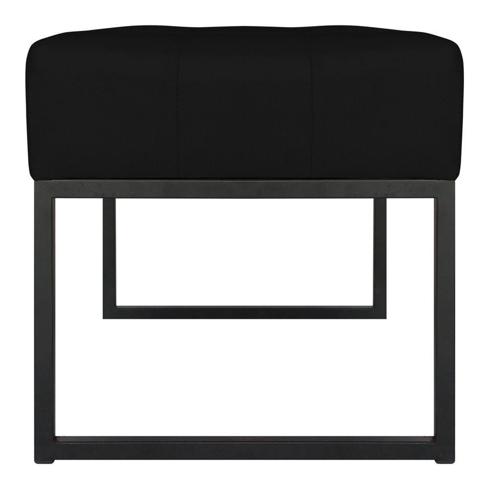 Miniatura Puff Decorativo Sala De Estar Agnes 60x44cm Com Base De Ferro Sintético Preto