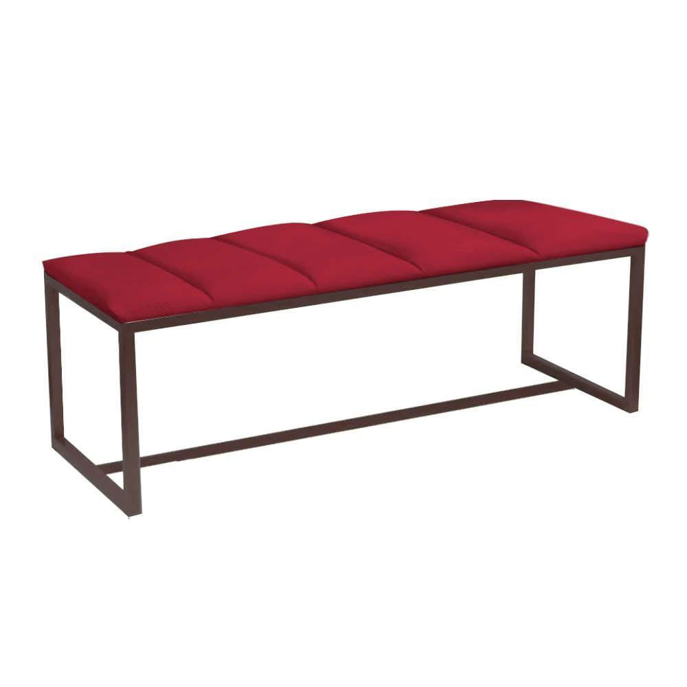 Miniatura Calçadeira Carla 160Cm Queen Size Quarto Box Cama Ferro Marrom Sintético Vermelho - Ahazzo Móveis
