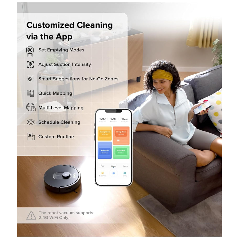 Aspirador Robô Roborock Q5 Max+ com Estação de Autoesvaziamento, 5500 Pa, Escova DuoRoller, Limpeza sem as Mãos por até 7 Semanas, Navegação