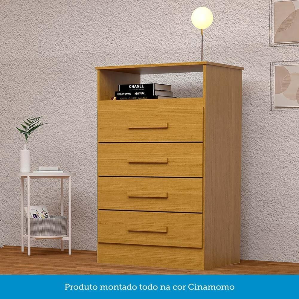 Miniatura Cômoda Gaveteiro 4 Gavetas Flex Color 100% MDF Jéssica Cinamomo/Off White