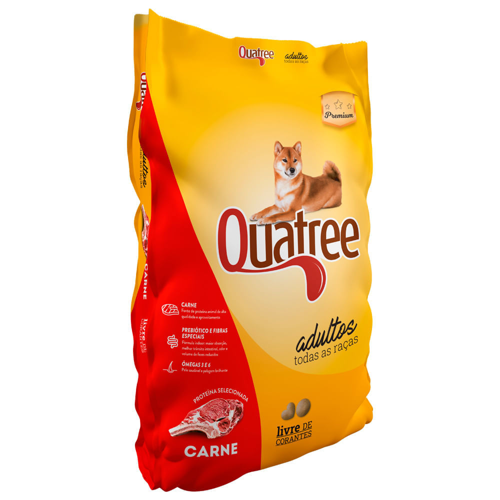 Miniatura Ração para Cães Quatree Adultos Todas as Raças Sabor Carne 15kg