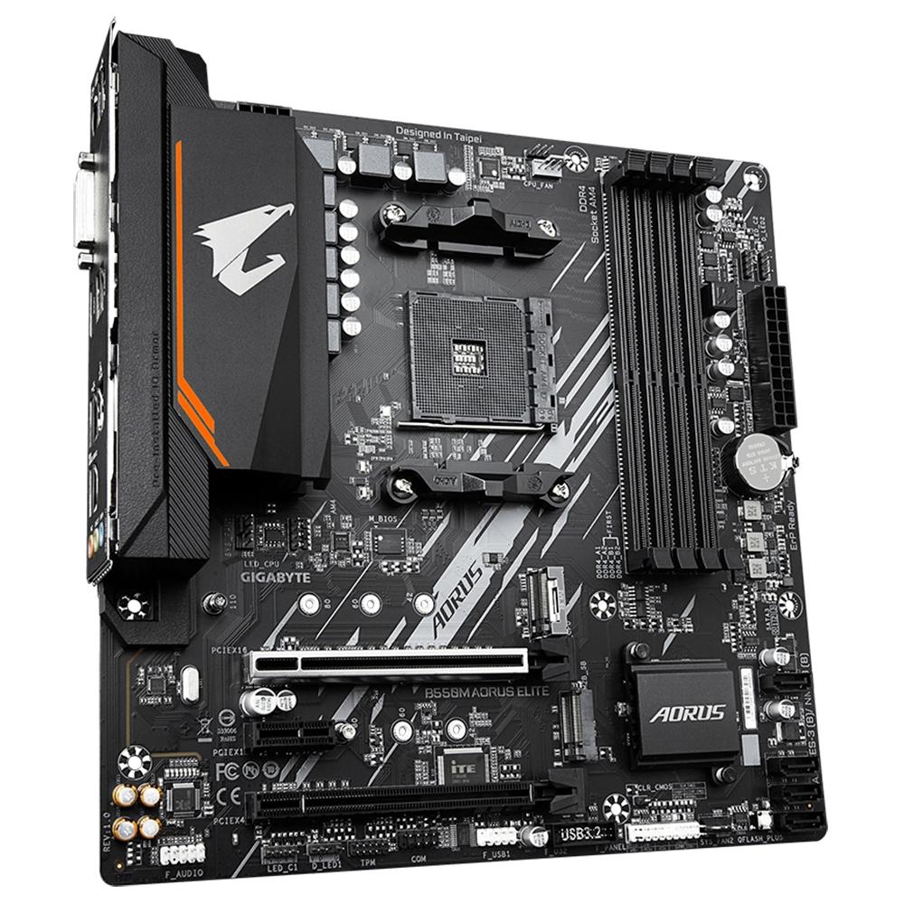 Miniatura Placa-Mãe Gigabyte B550M Aorus Elite Rev. 1.3, AMD AM4, Micro ATX, DDR4, Preto - B550M AORUS ELITE