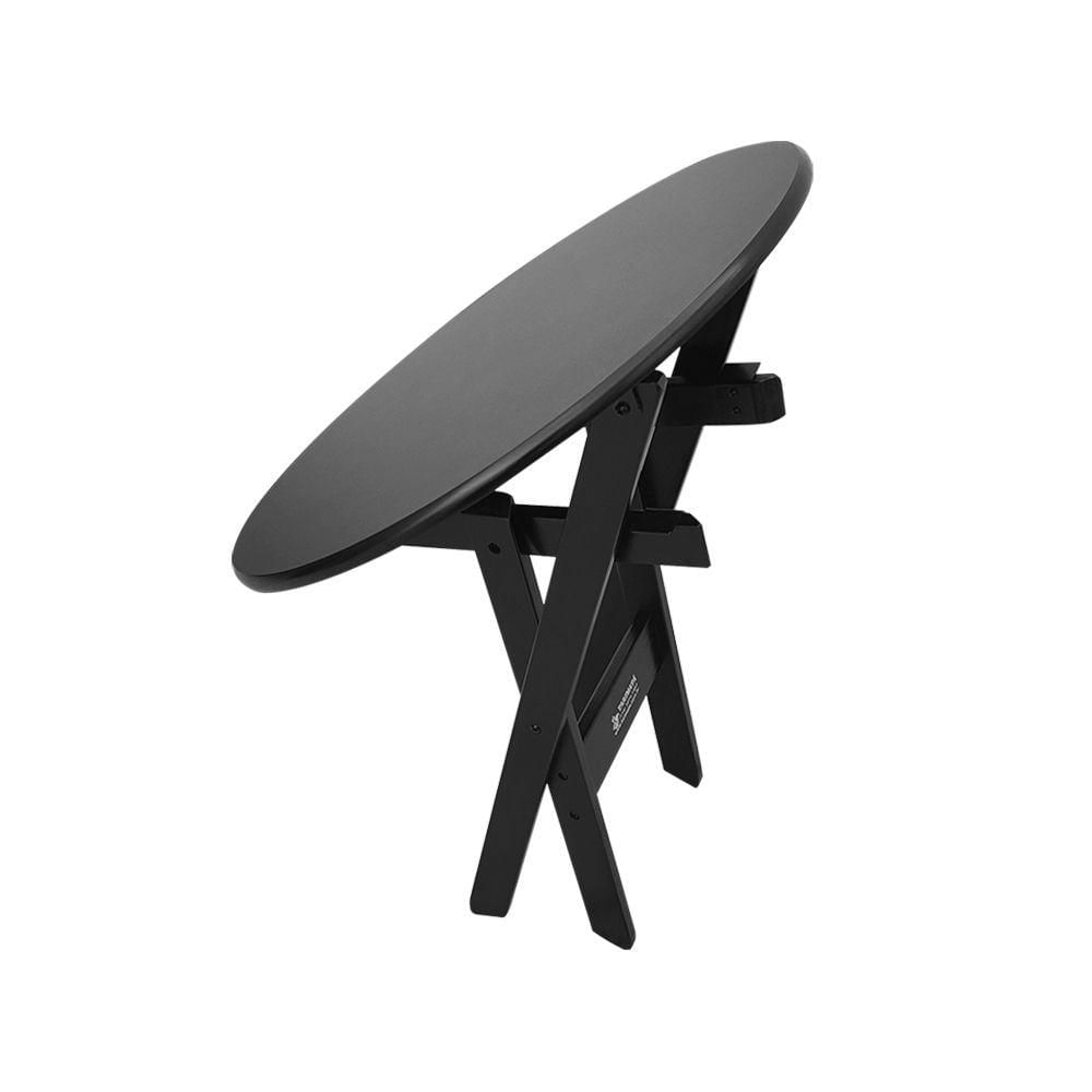 Miniatura Mesa Dobrável De Madeira Redonda 70cm Preta - Cor: Preto