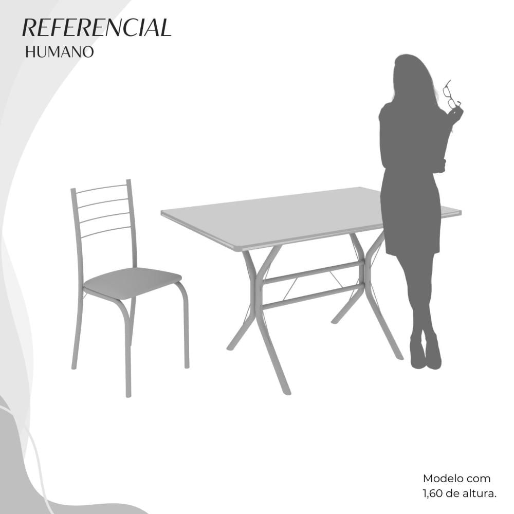 Miniatura Conjunto Sala de Jantar Mesa Retangular 100x60cm Tampo Granito Topázio 4 Cadeiras Rio Creme / Branco