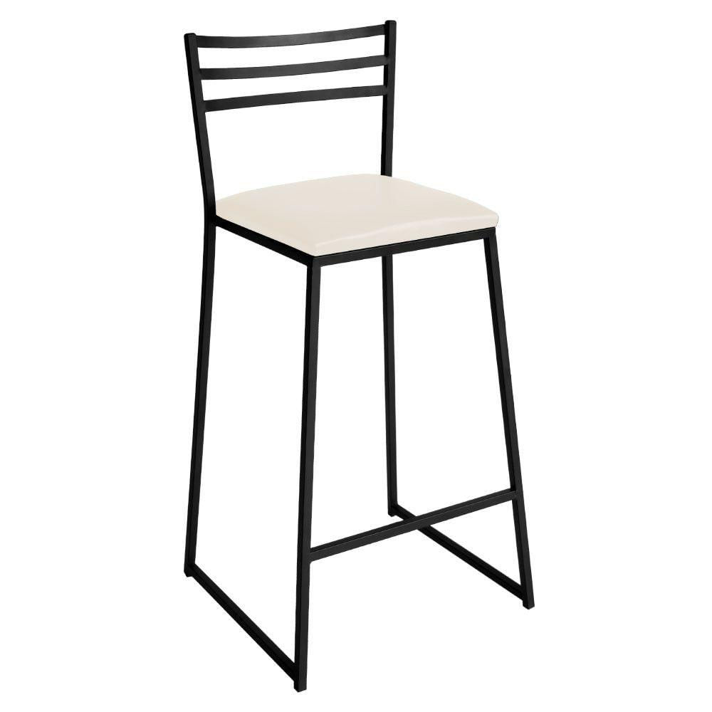 Miniatura Conjunto De 3 Banquetas Alta Lisboa De Aço De Carbono Branco Gelo