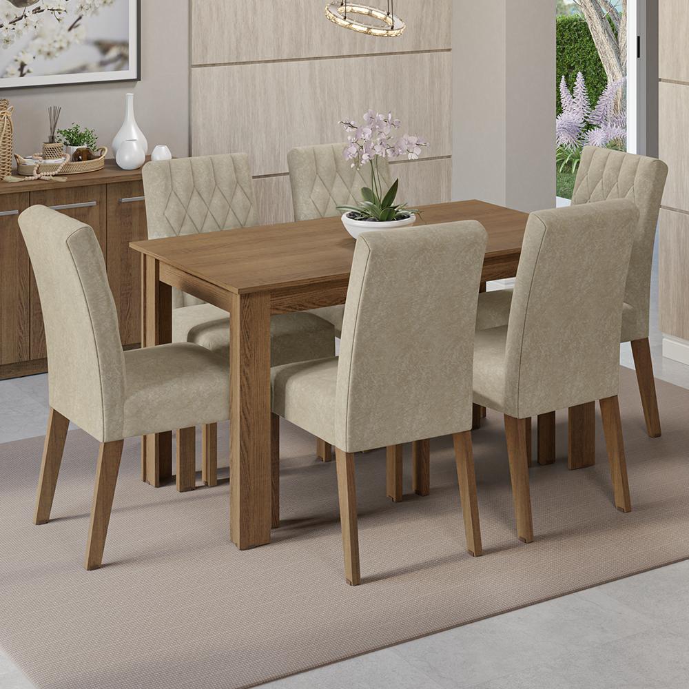 Miniatura Conjunto Sala de Jantar Mesa Tampo de Madeira 6 Cadeiras Allegro Madesa Rustic/Imperial
