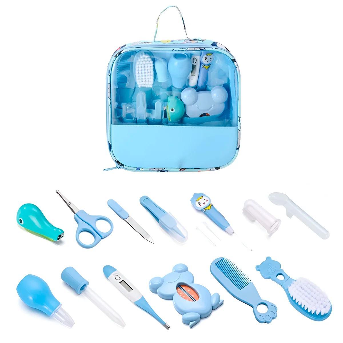 Miniatura Kit Higiene Bebê Azul Recém Nascido Escova Tesoura