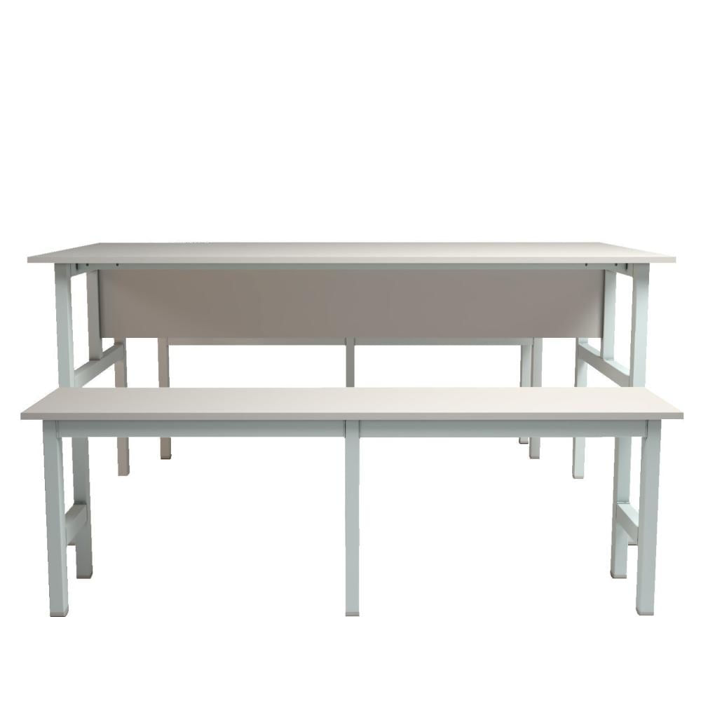 Miniatura Mesa Refeitório 6 Lugares com 2 Bancos Metal Wood Design Cristal