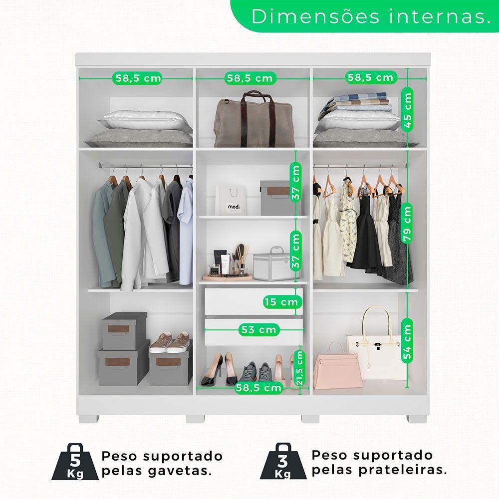 Guarda-roupa Casal Com Pé 6 Portas 2 Gavetas Recife Sallêto Branco