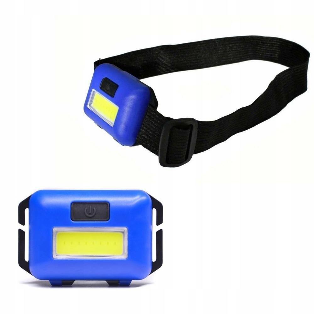 Miniatura Lanterna Farol Cabeça Multiuso Bike Moto Camping Trilha Pesca Corrida Sinalizador Testa Pilha Azul