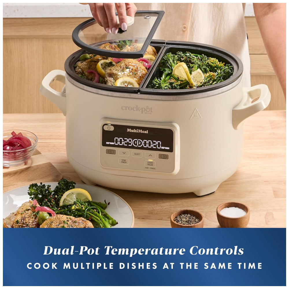 Miniatura CrockPot MultiMeal Multicooker e Panela Elétrica de Cozimento Lento Programável com Função de Assar Leite de Aveia