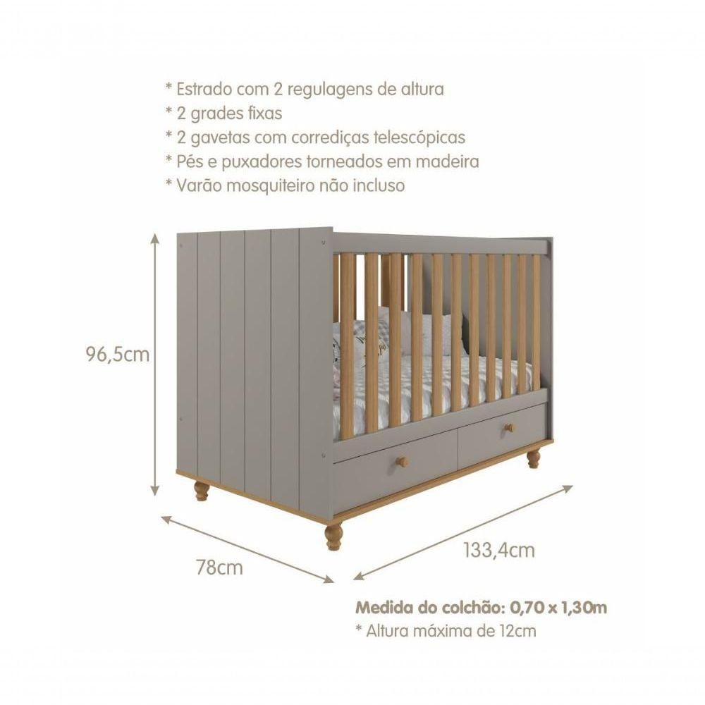 Miniatura Quarto De Bebê Com Berço Candy E Cômoda 1 Porta 3 Gavetas Casinha Permobili Fendi/nature