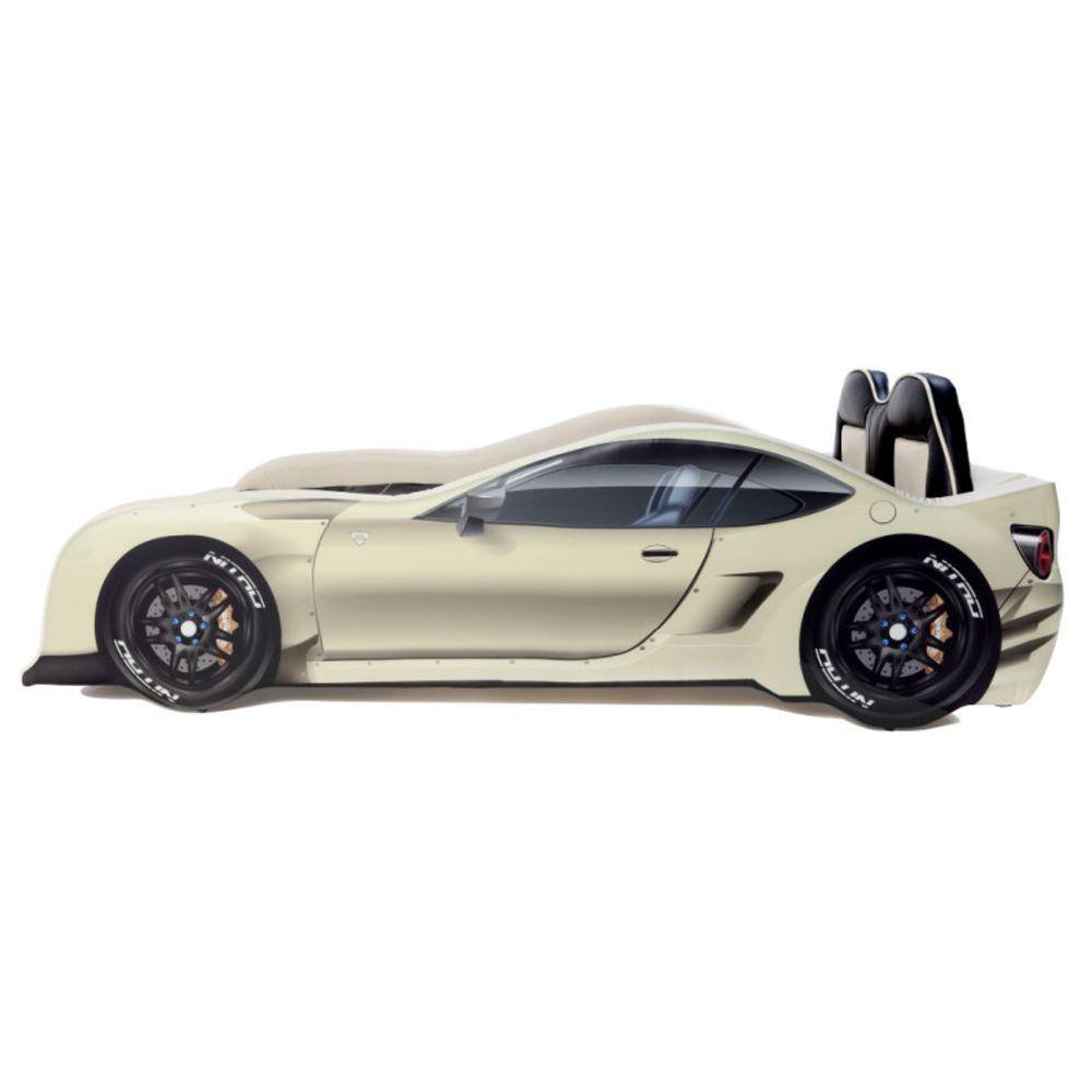 Miniatura Cama Carro Solteiro Z300 Plus - Totalmente Estofada Com Banco Esportivo - Bege