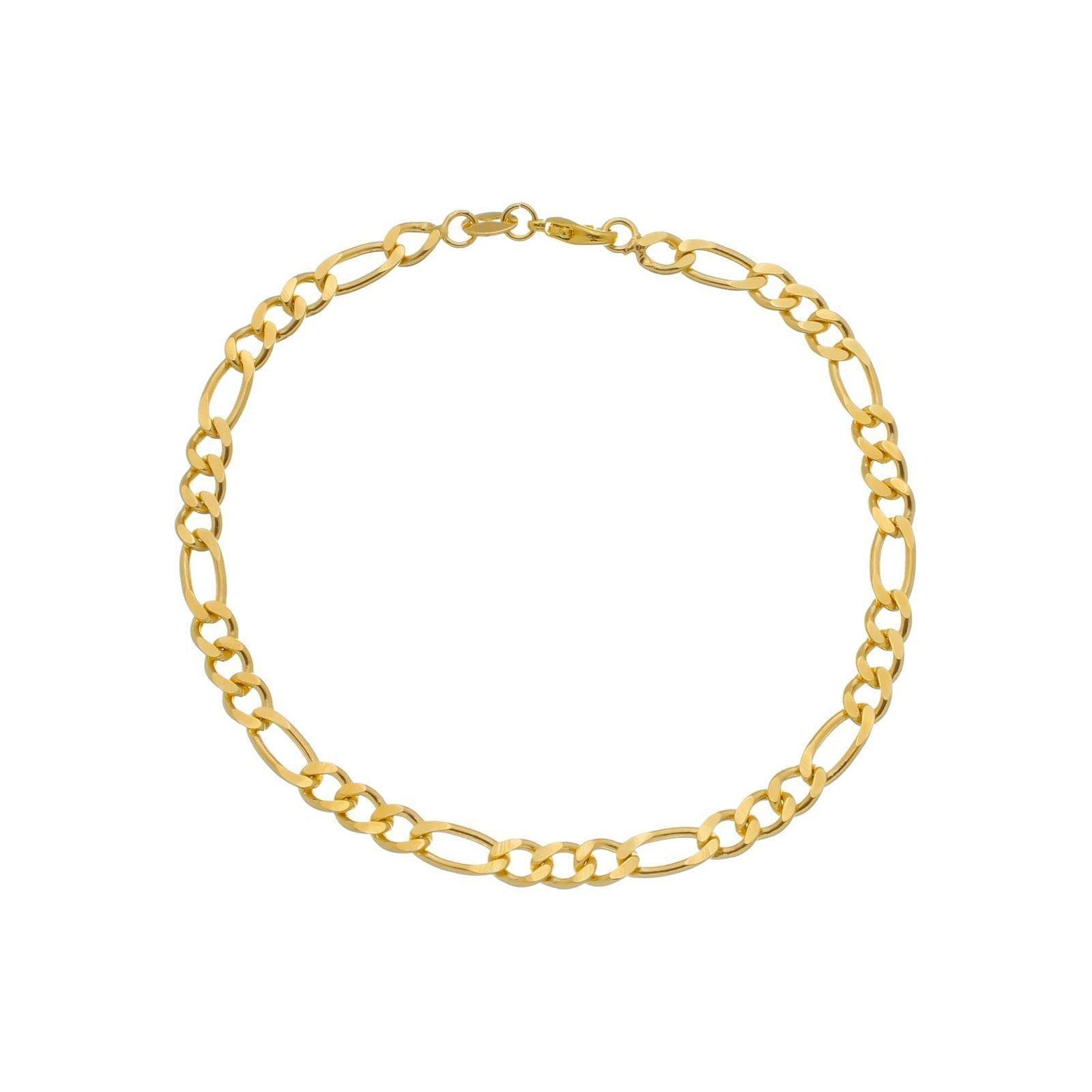 Miniatura Pulseira Dourada Masculina Elo 3 Por 1 - 5Mm