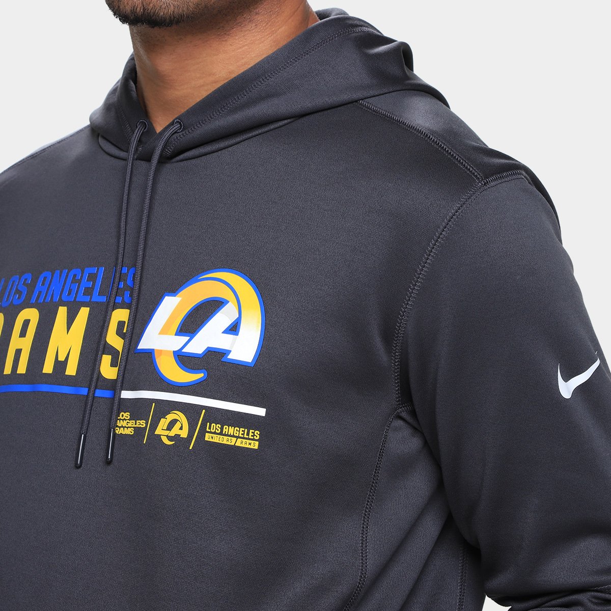 Miniatura Moletom Nike NFL Los Angeles Rams Therma C/ Capuz Masculino Cinza - EGG