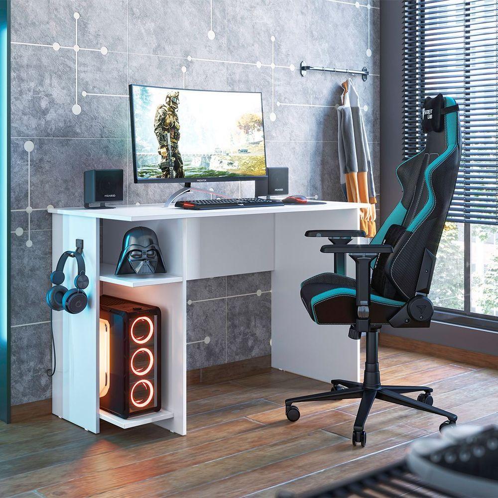 Miniatura Mesa De Escritório York Q01 Amarena Móveis Cor Branco