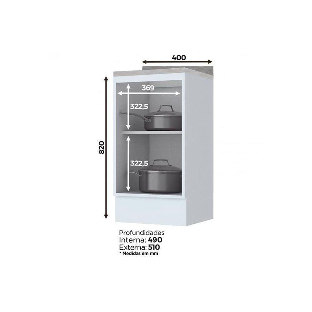 Miniatura Módulo Cozinha Americana Balcão Com Tampo Com 1 Porta 40cm Branco2 Aéreos + 1 Balcão + 1 Complemento