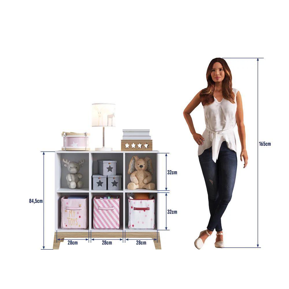 Miniatura Estante Infantil Com 6 Nichos Organizadores 93cm Favo De Mel 008 Branco - Completa Móveis