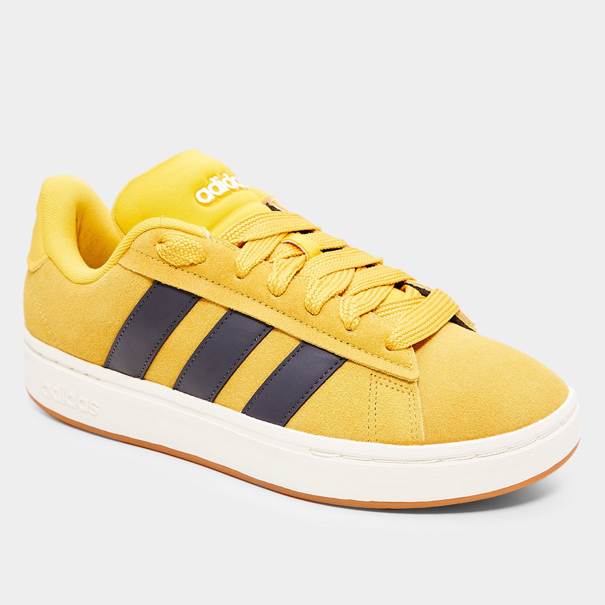 Miniatura Tênis Couro Adidas Grand Court Alpha Masculino Amarelo+Cinza - 34
