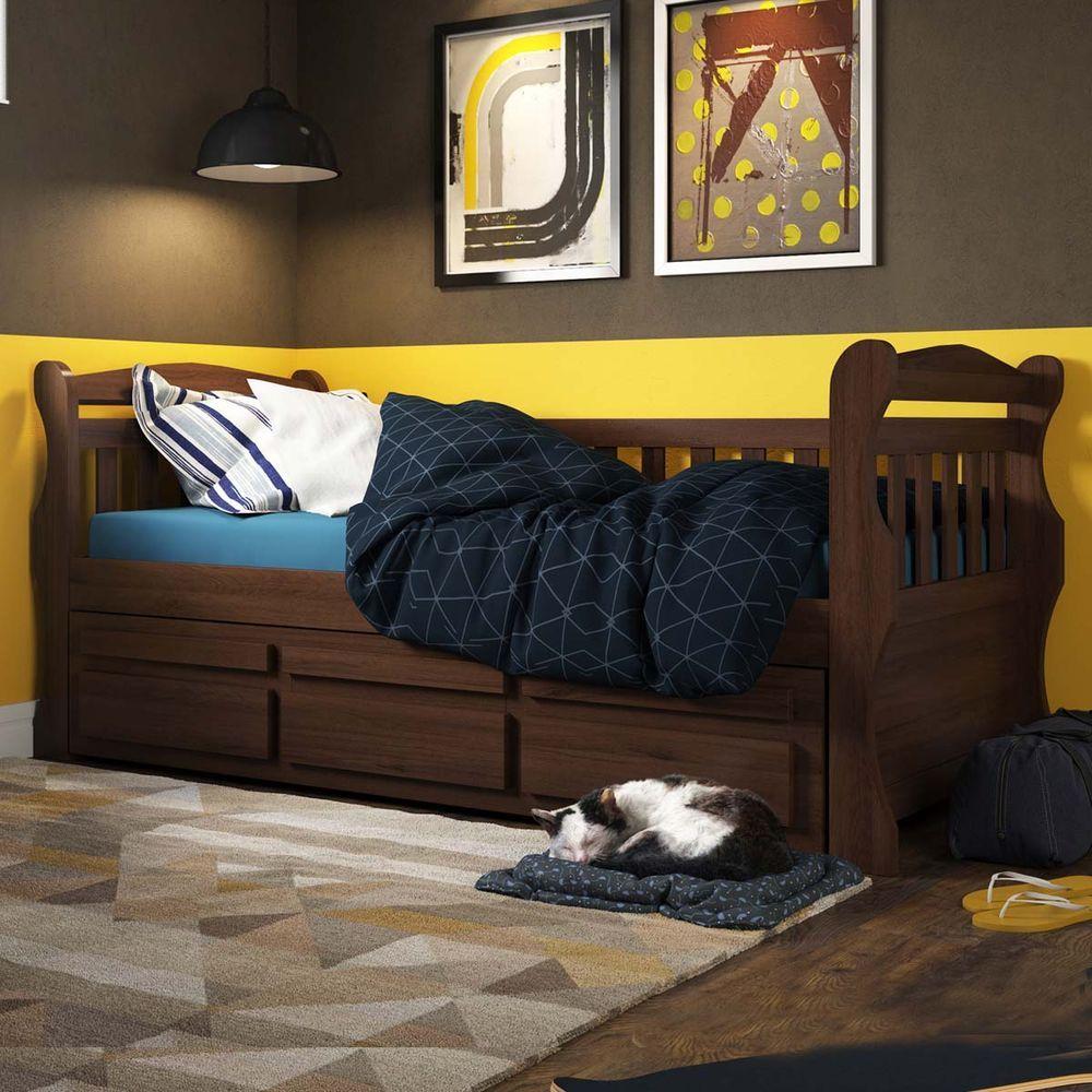 Miniatura Bicama Mk Solteiro Castanho Escuro 3 Gavetas Madeira Pinus - Saraiva