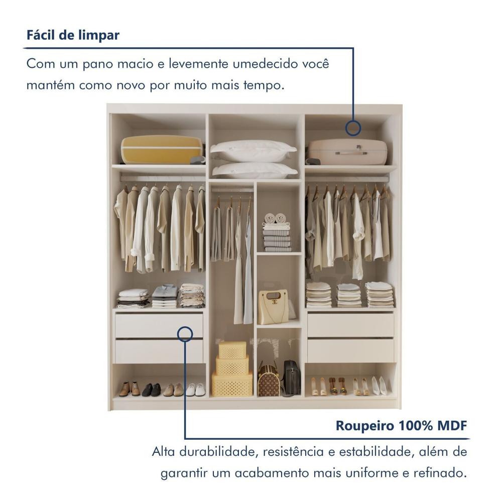 Closet Casal sem Portas 4 Gavetas Miami Branco