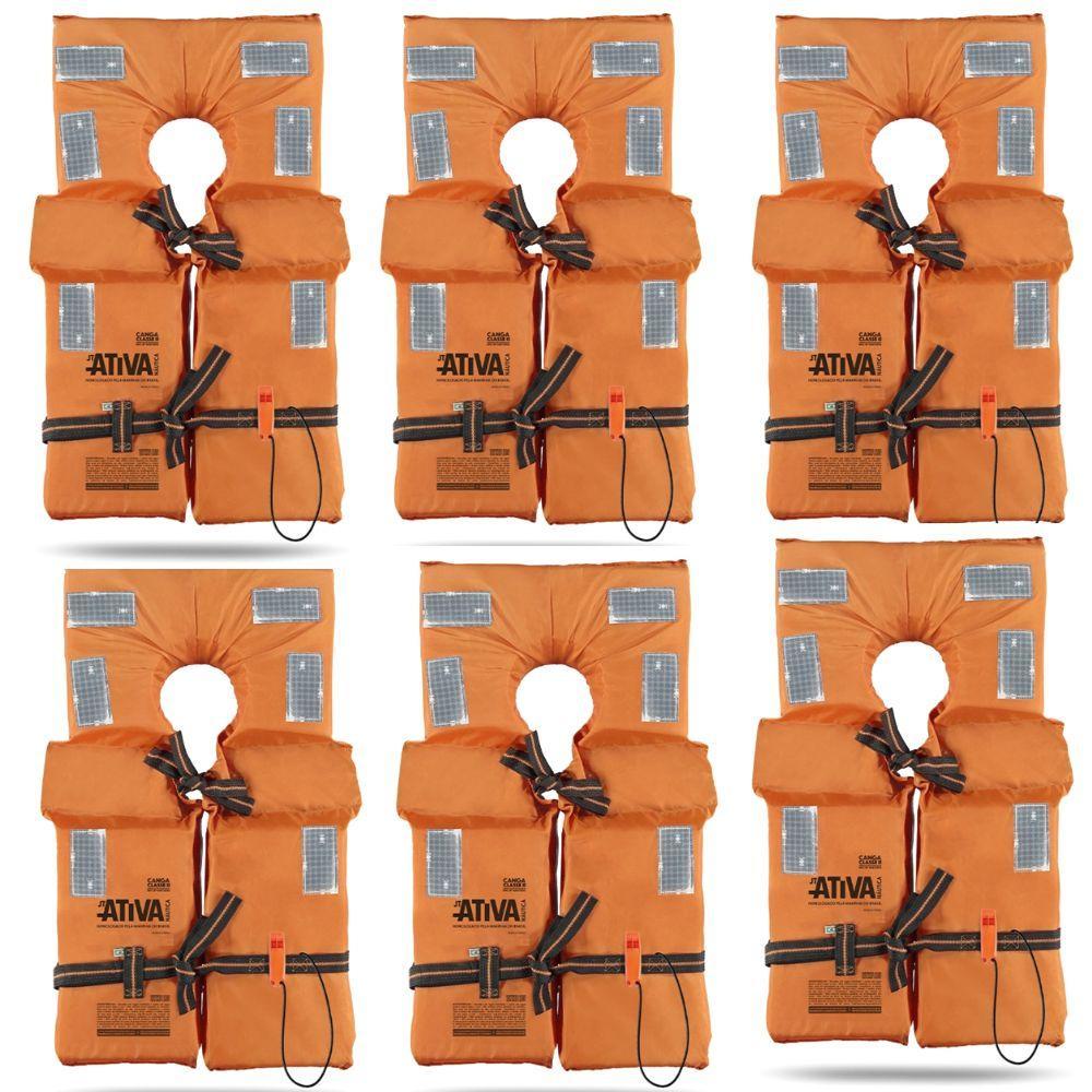 Miniatura Kit 6 Colete Salva Vidas Homologado Classe Ii P 35 A 55 Kg