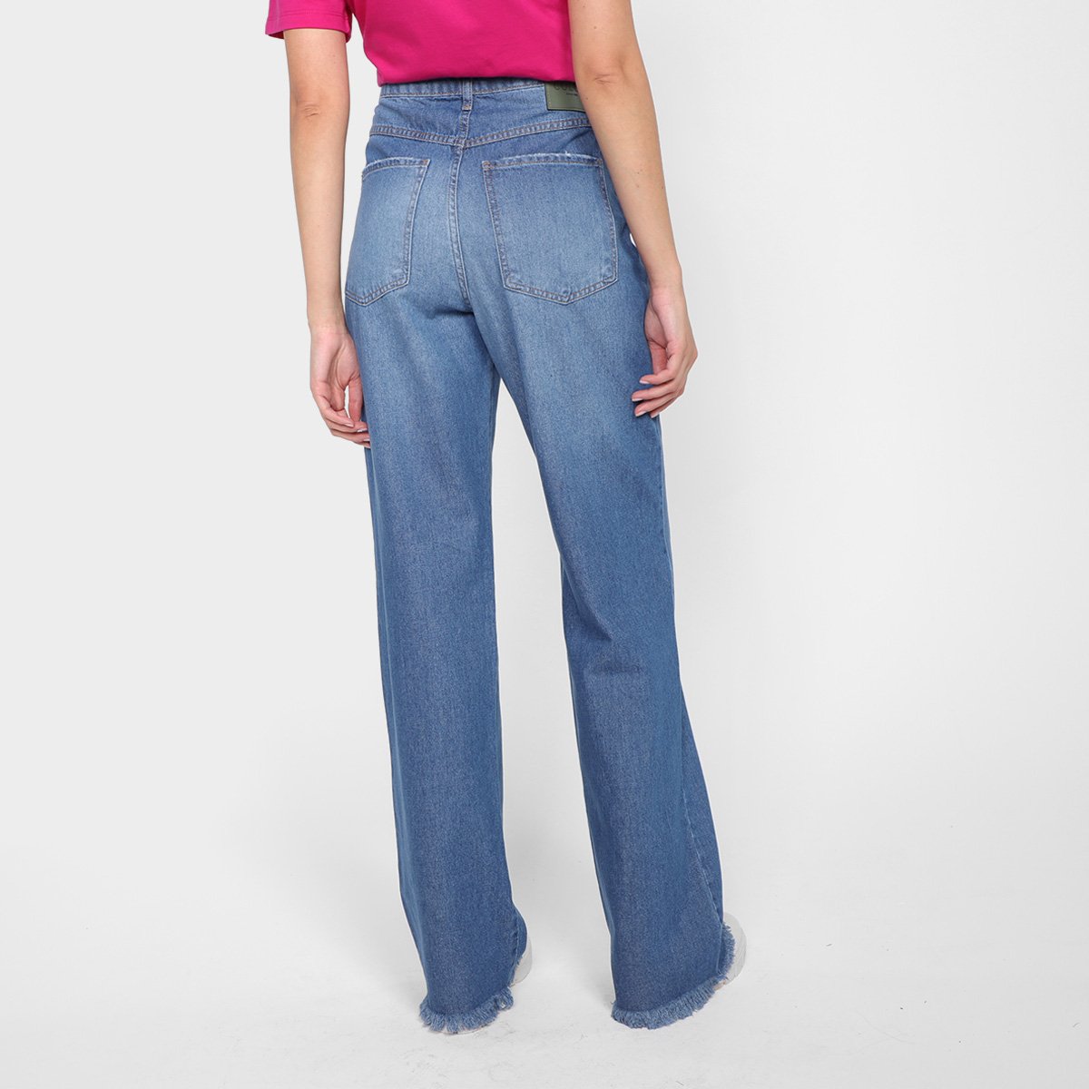 Miniatura Calça Jeans Wide Leg Colcci Juliette Cintura Alta Feminina Azul - 36