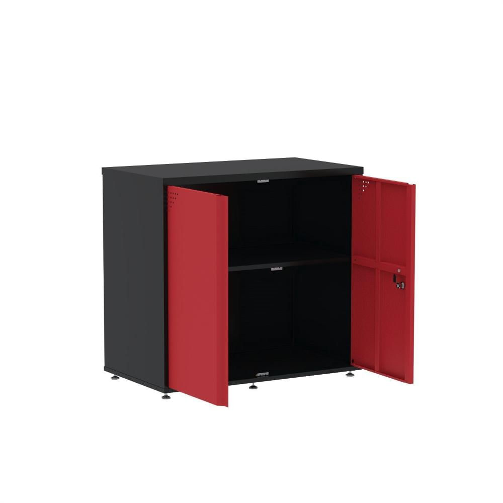 Miniatura Armário Para Escritório Baixo 2 Portas 74,5x79x45cm Aa745at Preto/Vermelho