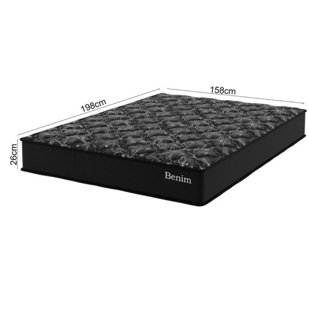 Miniatura Conjunto Cama Box Queen Benim Com Molas Ensacadas 158cmx198cmx63cm Preto