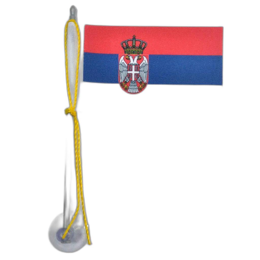 Miniatura Mini Bandeira Sérvia Com Ventosa Poliéster (5,5Cm X 8,5Cm)