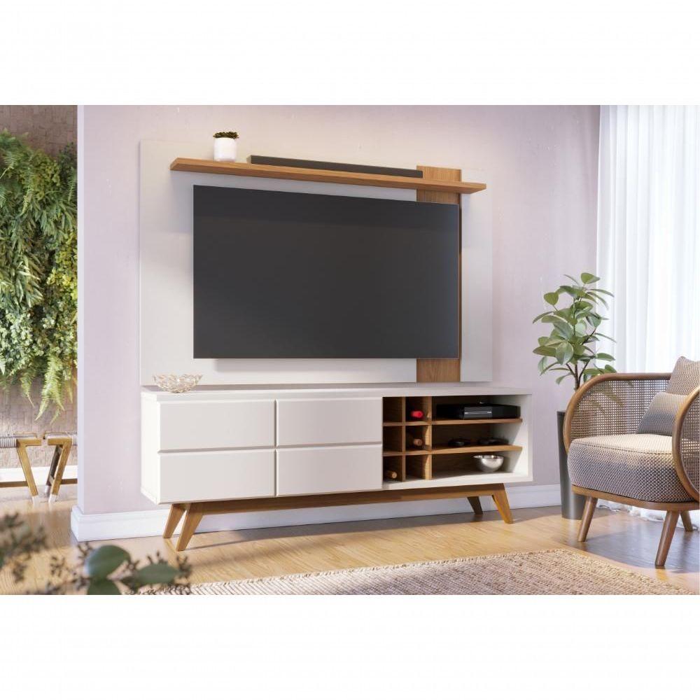 Miniatura Rack E Painel Para Tv 70 Polegadas Igor Off-white Matte Freijo