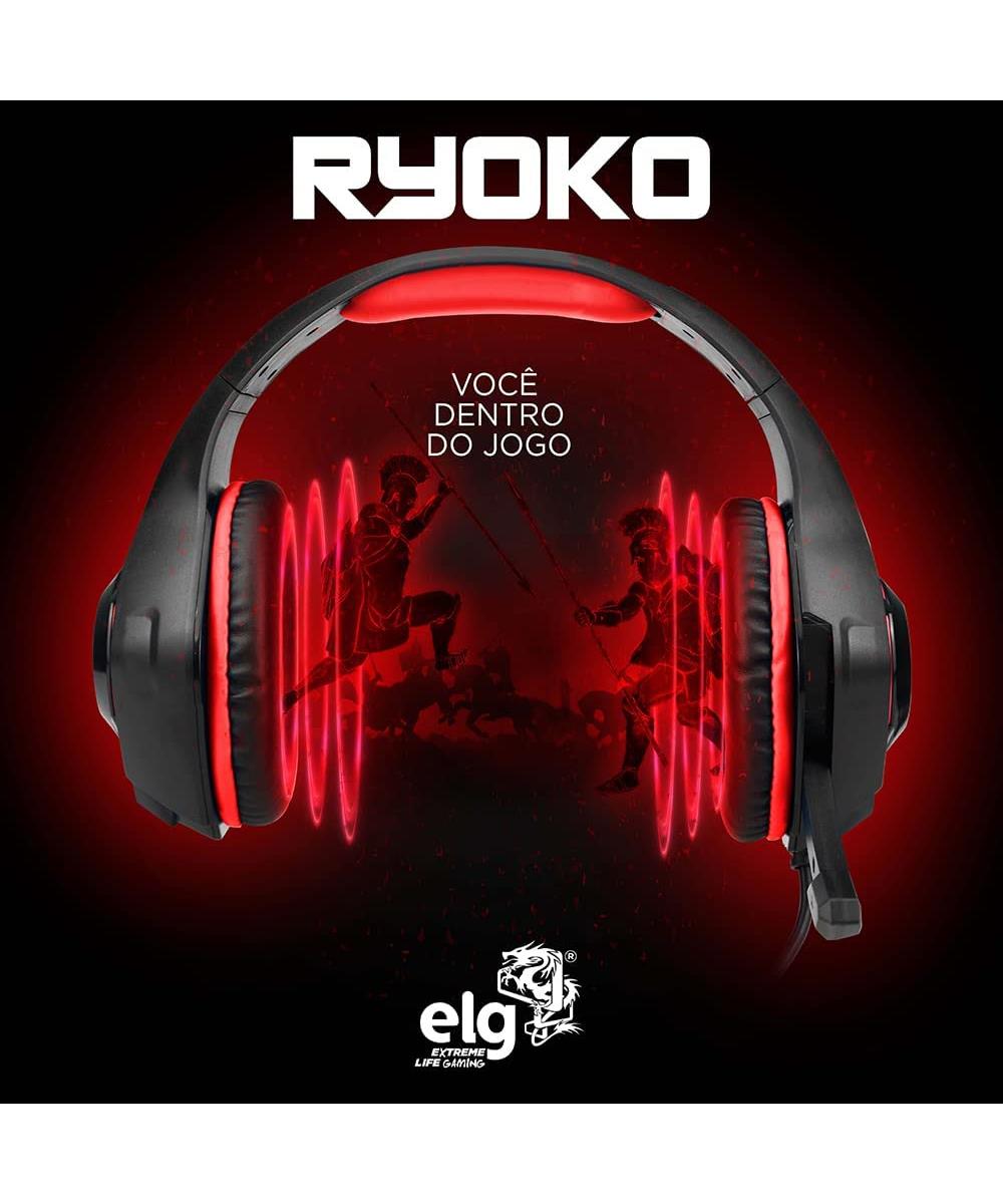 Headset Gamer ELG HGRO1 Ryoko Multiplataforma P3 Preto e Vermelho