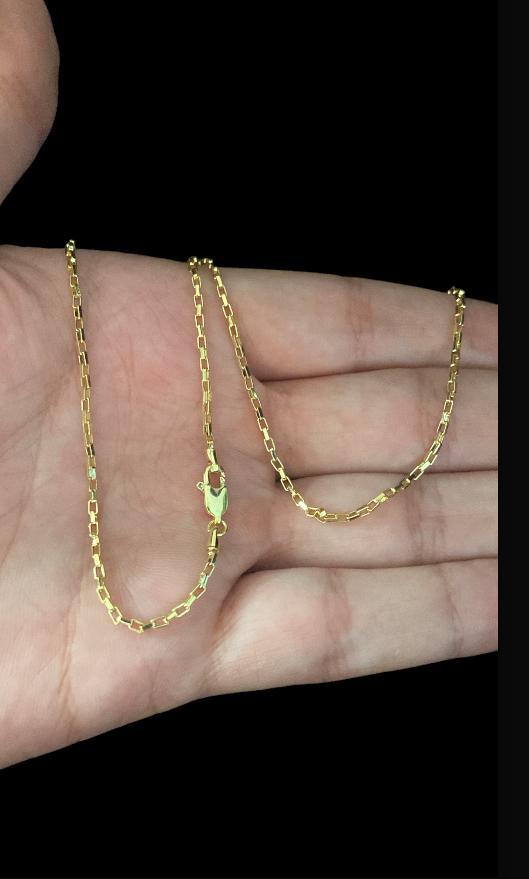 Miniatura Cordão Tijolinho 1Mm + Pingente Cruz Fio - Banhado A Ouro