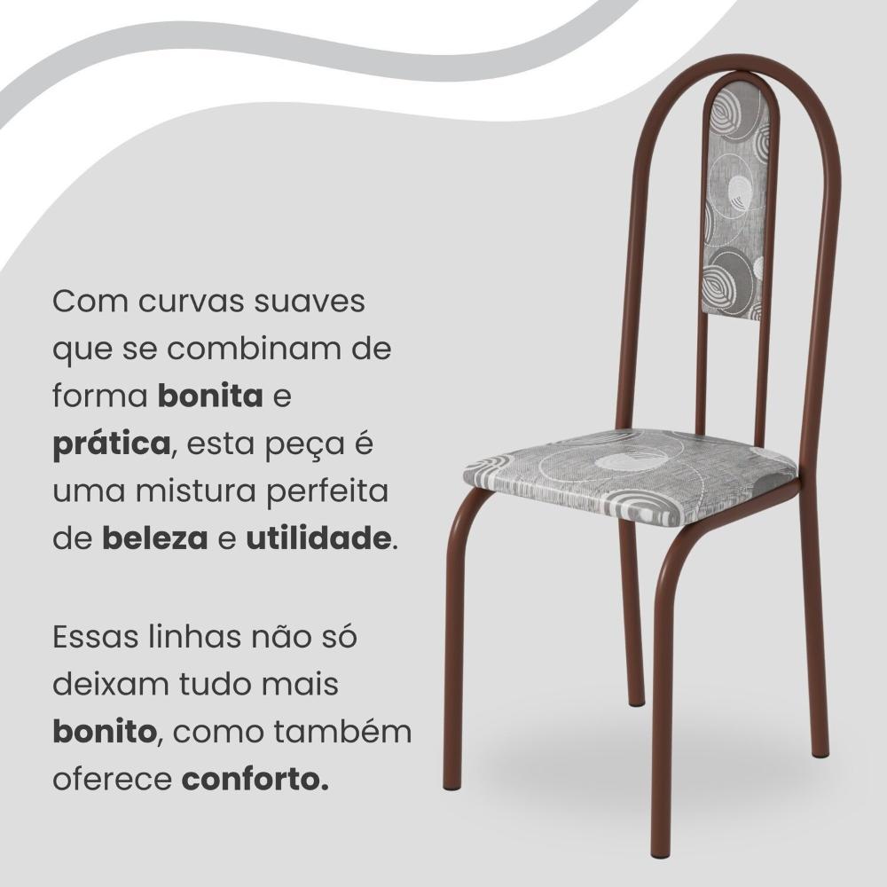 Conjunto Sala de Jantar Mesa Redonda 70cm Tampo Granito Topázio 4 Cadeiras Linda Yescasa Paraopeba/Marrom