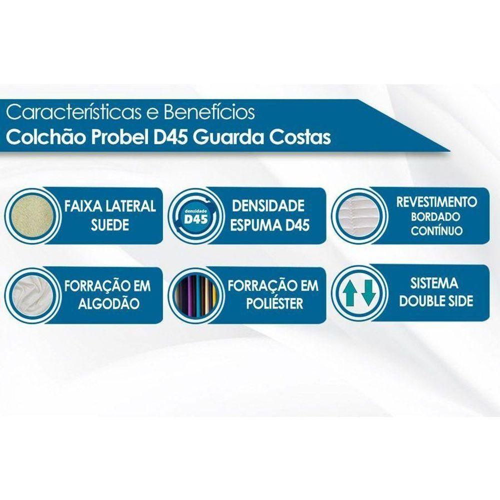 Miniatura Cama Box King: Colchão Espuma D45 Probel Guarda Costas + Base Crc Suede Clean(193x203)