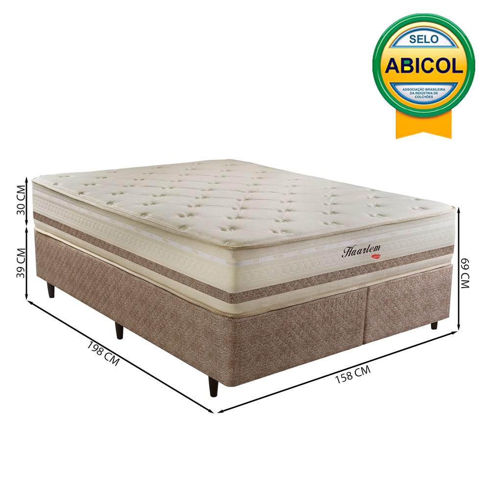 Cama Box com Cabeceira Queen Herval Haarlem, Molas Ensacadas, 69x158x198 cm