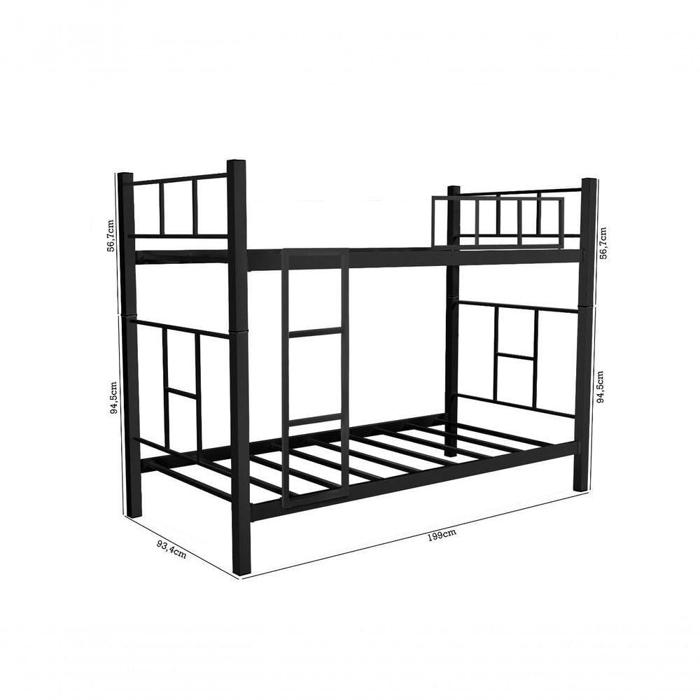 Miniatura Beliche Em Aço Atenas 2 Camas- Preto Cor:preto