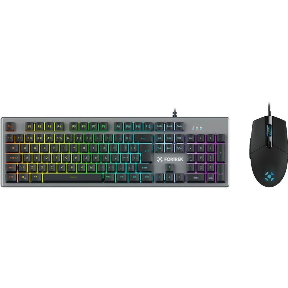 Miniatura Kit Usb Gamer Fortrek Ranger 70551 Teclado E Mouse 6400 Dpi 1,4m ? Grafite