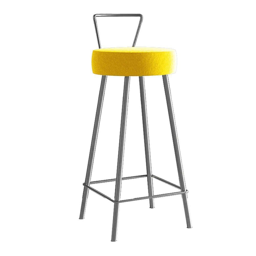 Miniatura Banqueta Alta Tais Eiffel Cozinha Bar Bistrô Ferro Prata Sintético Amarelo