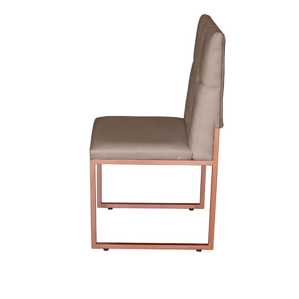 Miniatura Cadeira De Jantar Escritorio Industrial Malta Capitonê Ferro Bronze Suede Cappuccino