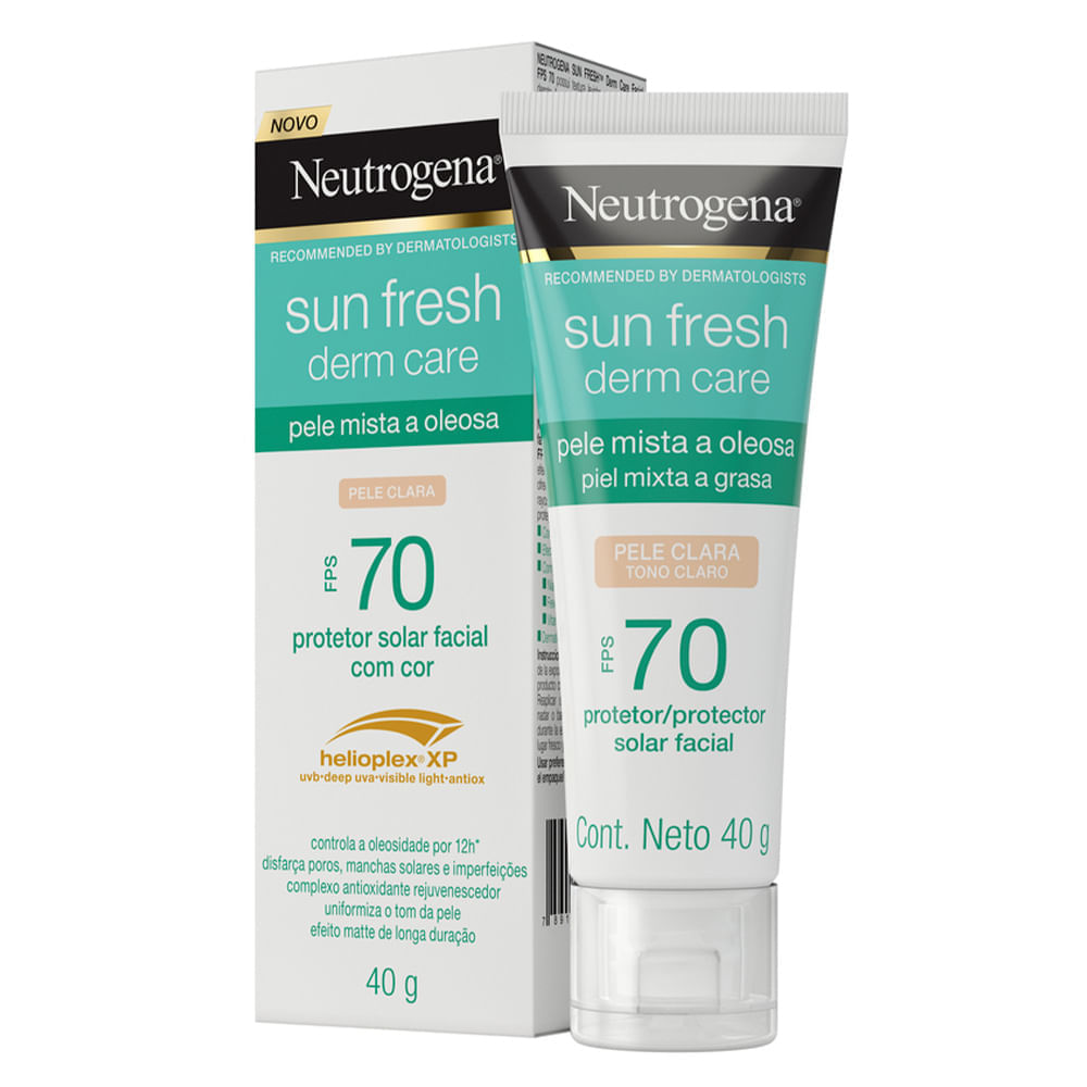 Protetor Solar com Cor Neutrogena - Sun Fresh Oily Skin FPS 70
