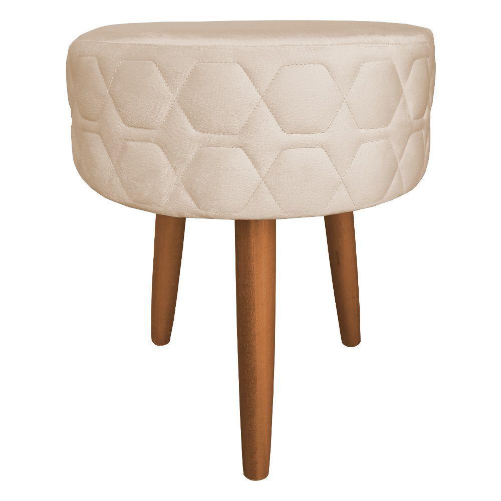 Miniatura Puff Banqueta Metalada 40cm Roxa Cor Bege