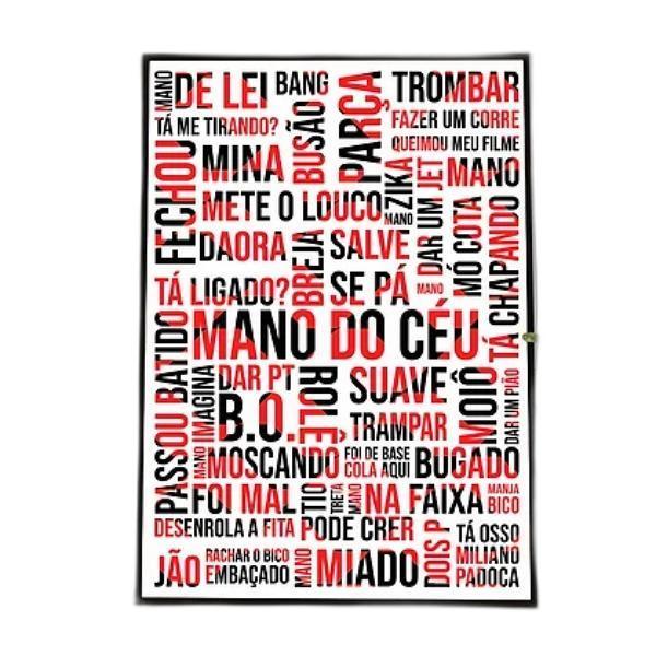 Miniatura Quadro Gírias De Sp Branco Vermelho Preto 33X24Cm Preta