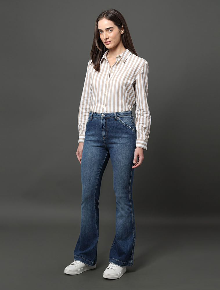 Miniatura Calça Jeans Feminina Flare Bolso Faca Calvin Klein Jeans - Marinho Calça Jeans Feminina Flare Bolso Faca Calvin Klein Jeans Marinho 34
