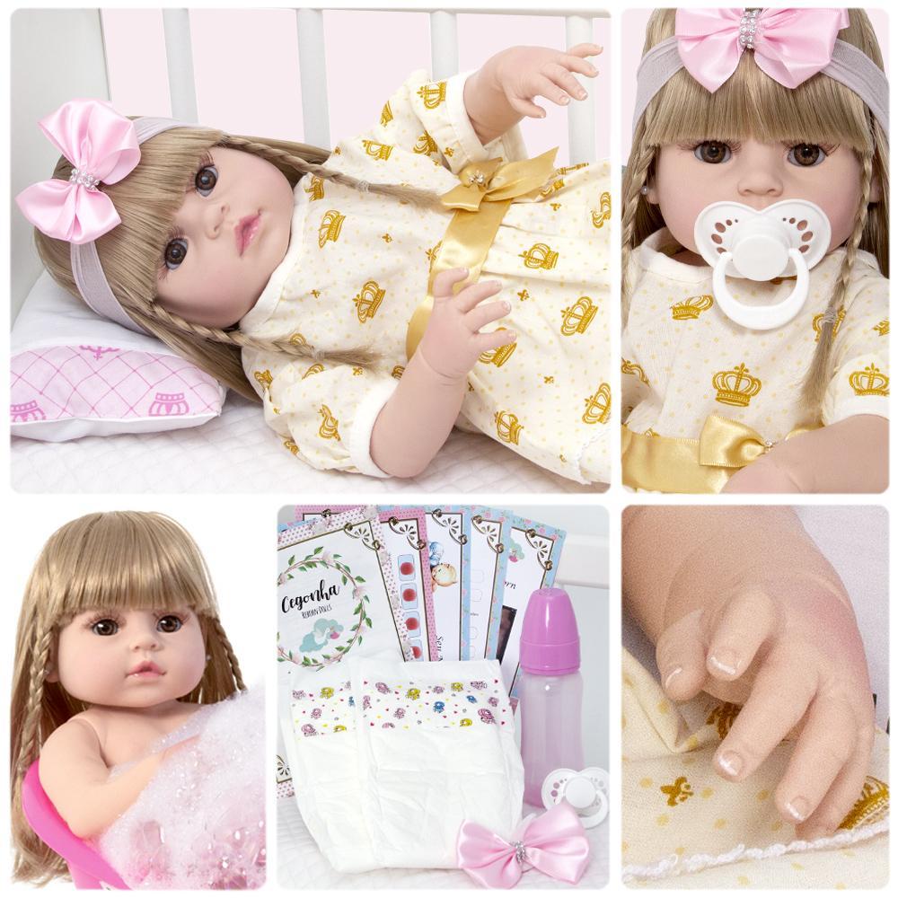 Miniatura Boneca Bebe Reborn Menina Loira Com Chupeta 13 Acessórios