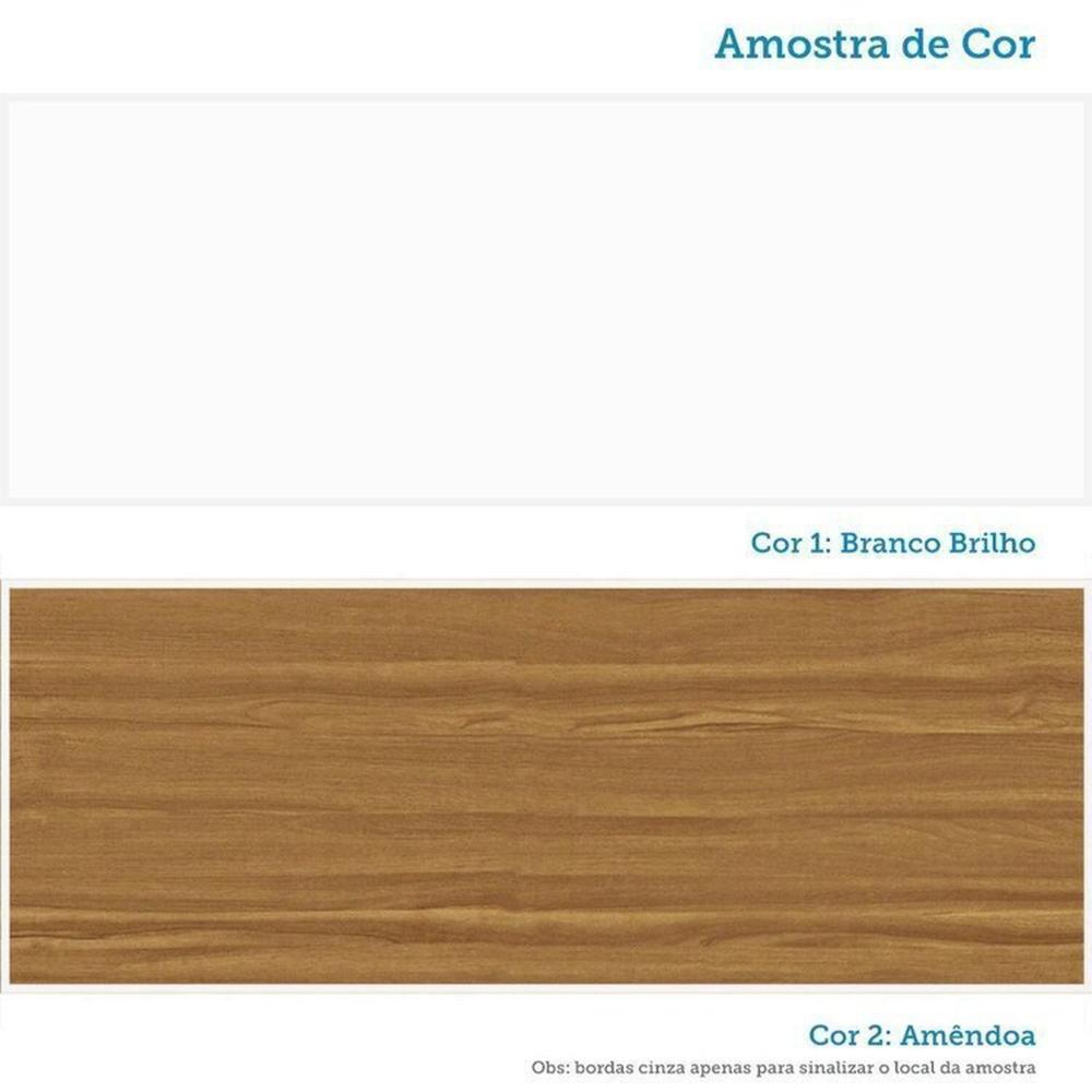 Quarto de Bebê Completo com Guarda-roupa 3 Portas e Cômoda e Berço Nina 100% Mdf Espresso Móveis Branco Brilho/Amêndoa