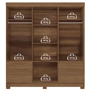 Guarda-Roupa Casal Santos Andirá Curitiba com 8 Portas, 4 Gavetas e 5 Prateleiras – 194,4cm de largura Jatoba