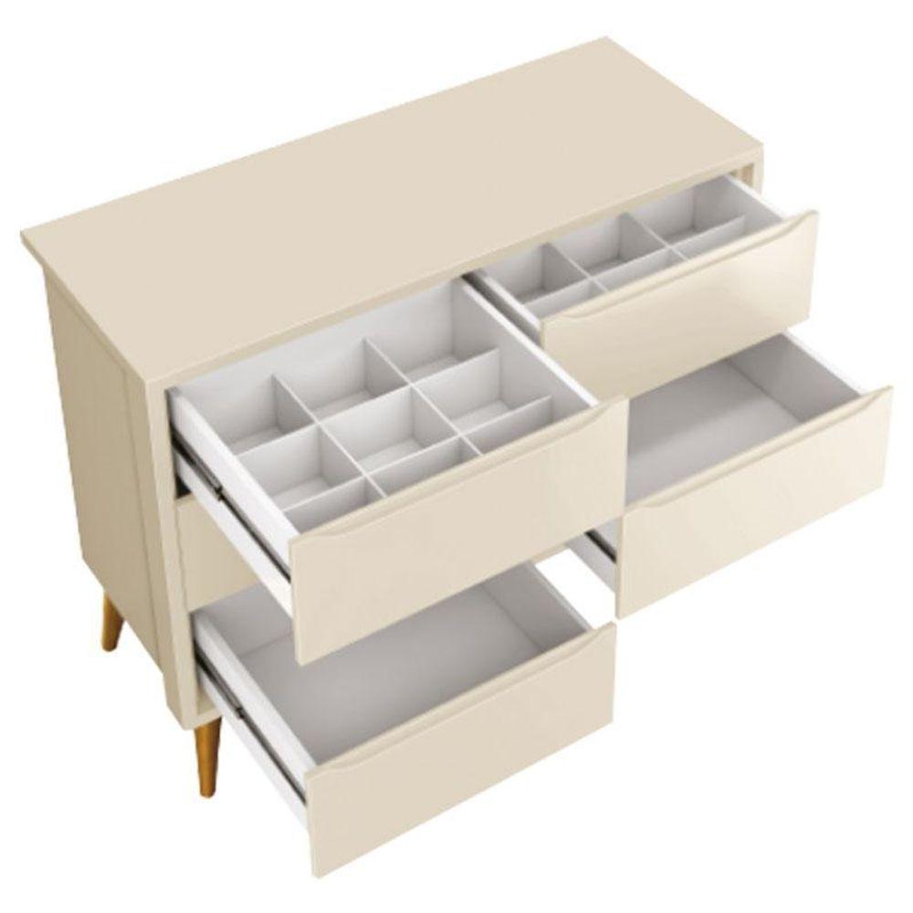 Miniatura Cômoda Infantil 6 Gavetas Classic Areia Acetinado Com Pés Natural - Reller